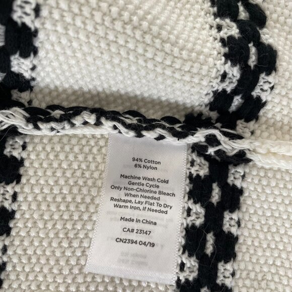 Talbots Womens White Black Textured Stripe Open Front Draped Cardigan Size 2XP - Picture 4 of 8